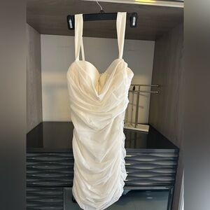 Elegant Oh Polly Off White Ruched Dress